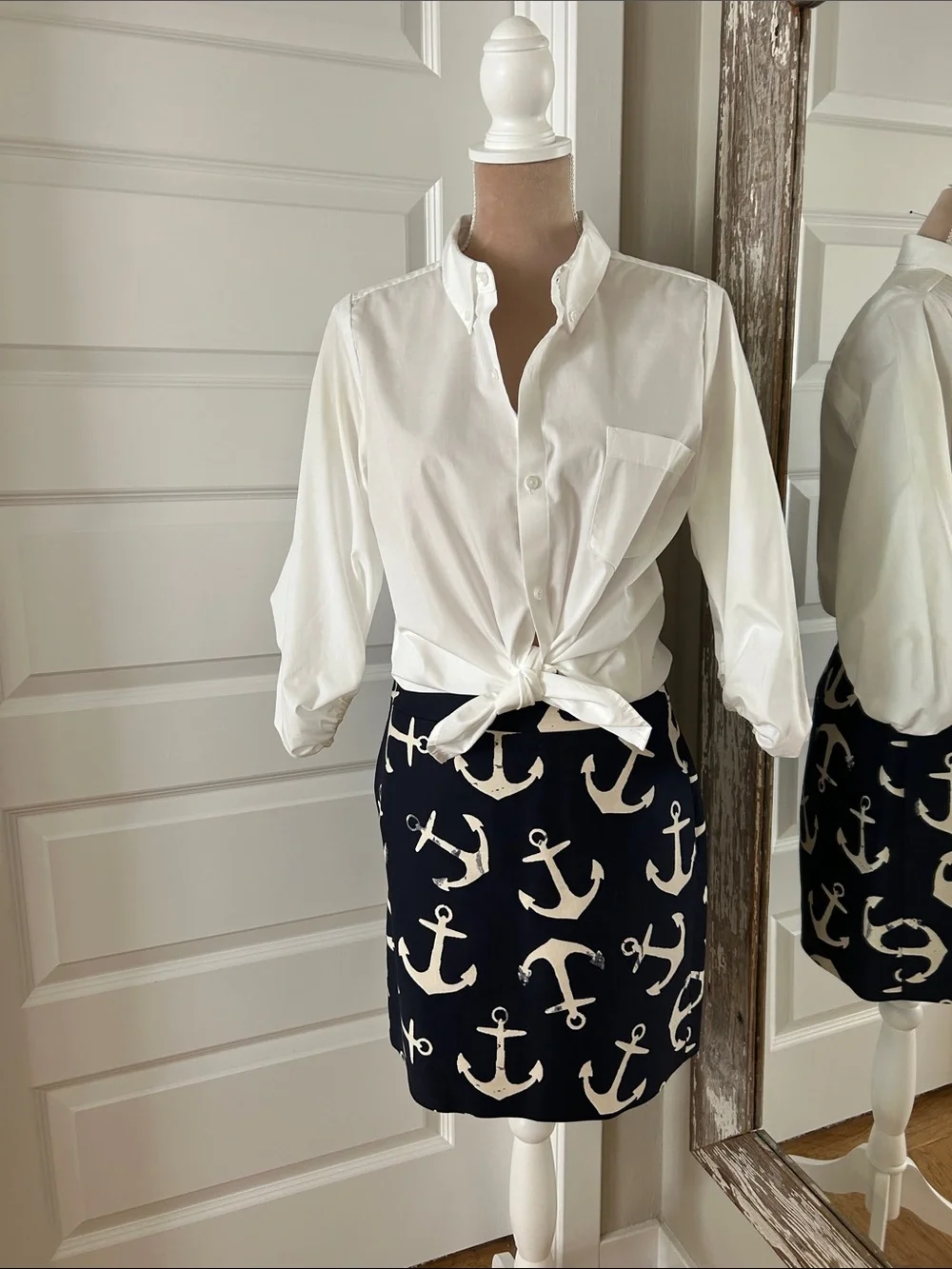 J.CREW Navy Skirt with Black Label